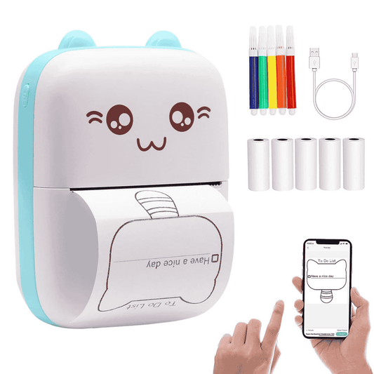 Blue Ink-Free Mini Thermal - Portable Bluetooth thermal printer for photos, notes, and labels, ideal for students and office use